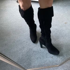 Black high heeled boot